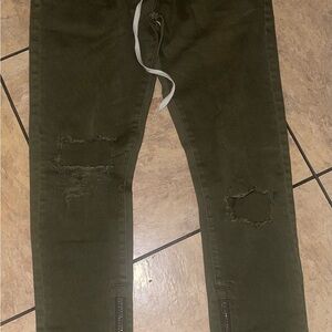 Forever 21 Olive Green Men's Jeans with Distressed Details size 32